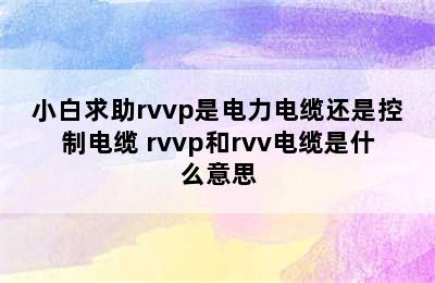 小白求助rvvp是电力电缆还是控制电缆 rvvp和rvv电缆是什么意思